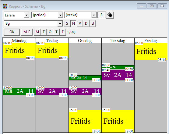 Schema fritidslärare