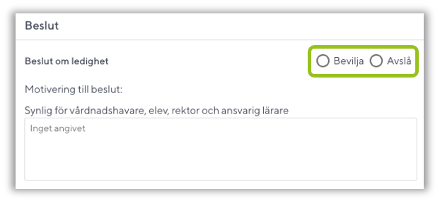 Rektor avslår eller beviljar