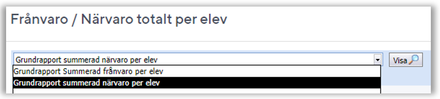 Sammanställning för närvaro/frånvaro per elev